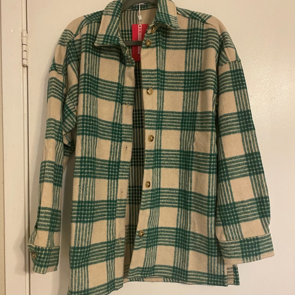 Jonah Green and Cream Checkered Shacket